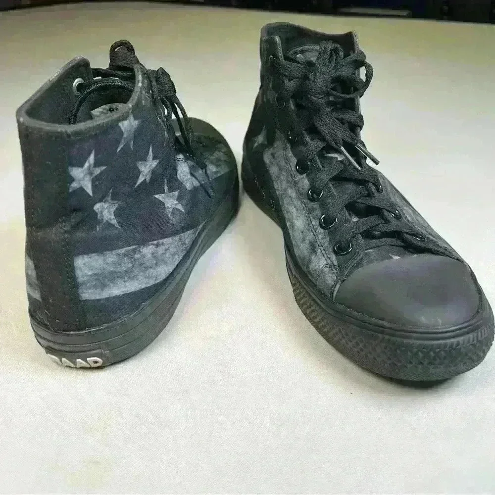 COPY - NEW RAAD BLACK AND WHITE FLAG HIGH TOPS MEN 10 WOMEN 11.5 - Picture 2 of 12
